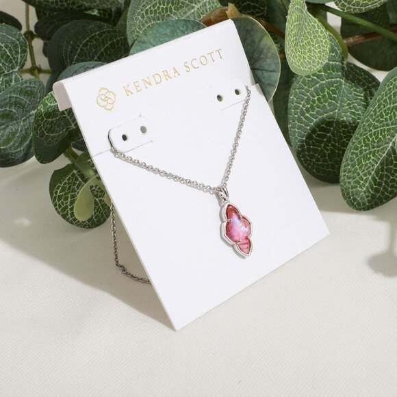 Kendra Scott Framed Abbie Silver Light Burgundy Short Necklace - Picture 3 of 5